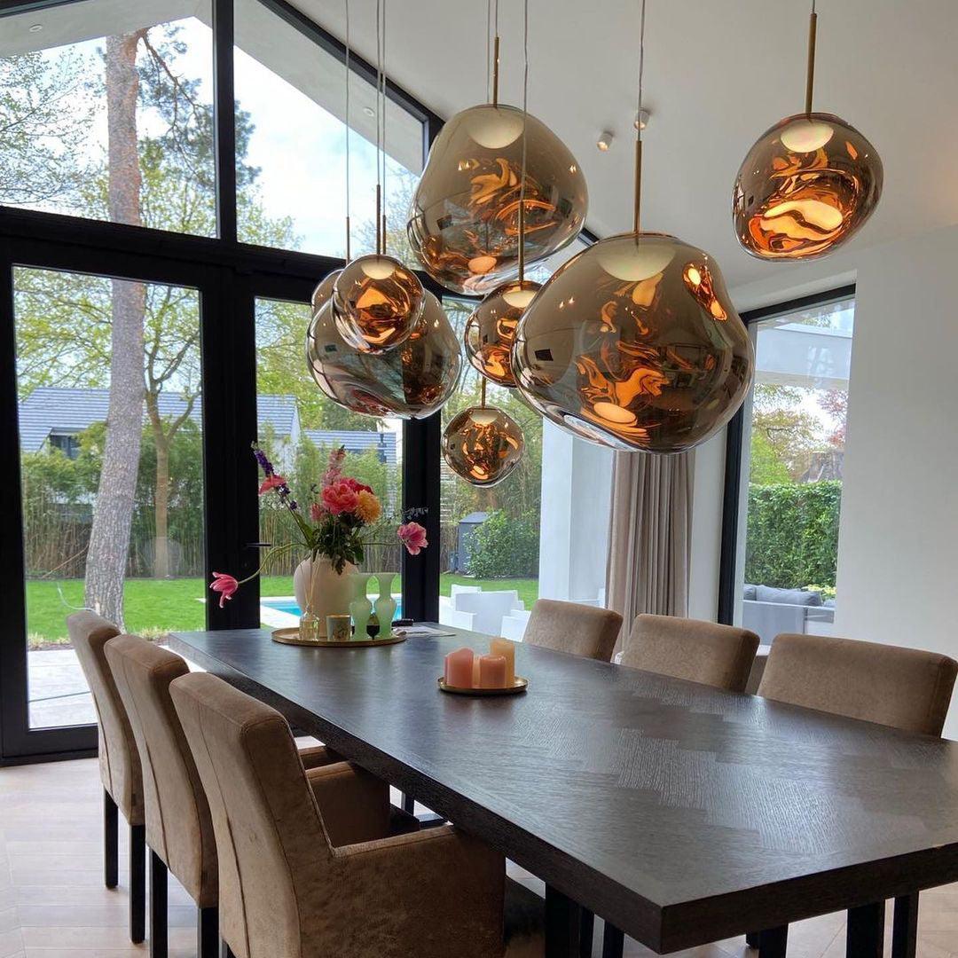 Hanging Dome Shade with Reflective Finish – Adjustable Drop Fixture for Kitchen Island, Dining Room, Bedroom – Metal Construction with E26 S