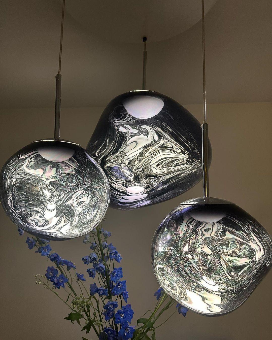 Hanging Dome Shade with Reflective Finish – Adjustable Drop Fixture for Kitchen Island, Dining Room, Bedroom – Metal Construction with E26 S