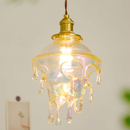 Resin Drip Hanging Lamp for Dining Room & Kitchen | Adjustable Cord Ceiling Fixture | LED or Edison Bulb Compatible | Modern Art Statement P
