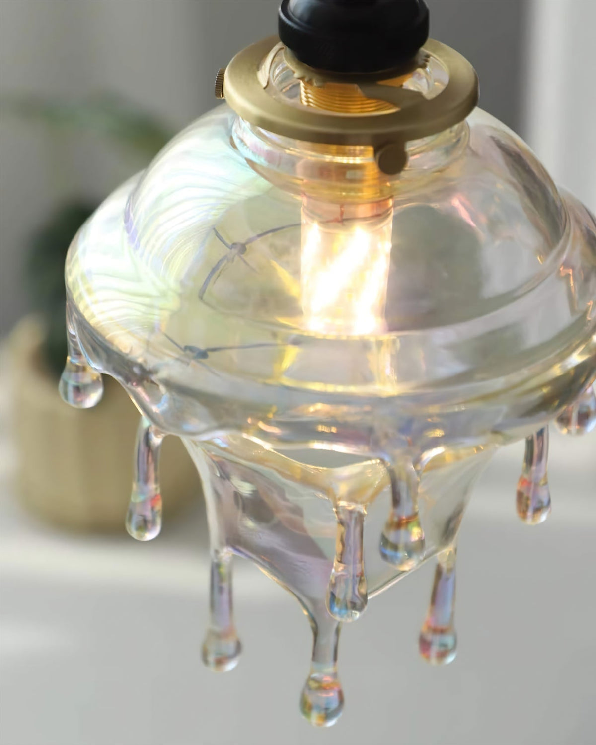 Resin Drip Hanging Lamp for Dining Room & Kitchen | Adjustable Cord Ceiling Fixture | LED or Edison Bulb Compatible | Modern Art Statement P