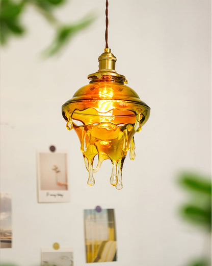 Resin Drip Hanging Lamp for Dining Room & Kitchen | Adjustable Cord Ceiling Fixture | LED or Edison Bulb Compatible | Modern Art Statement P
