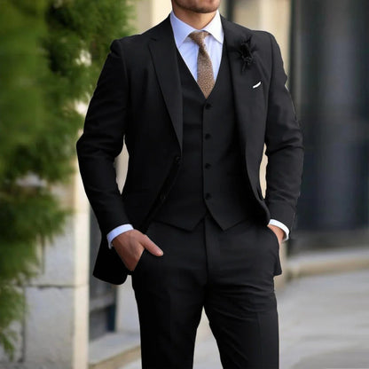 Tailored 3-Piece Suit for Men - Blazer, Vest & Pants Set in Slim Fit for Business, Weddings & Formal Events
