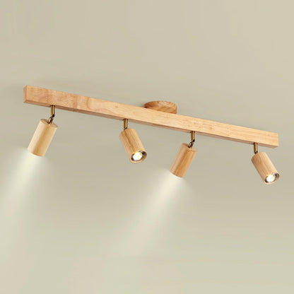 Adjustable LED Track Light 39 in Wood Finish Spotlight Bar Ceiling Mount for Kitchen Living Room Hallway Dining Room Modern Scandinavian Hom