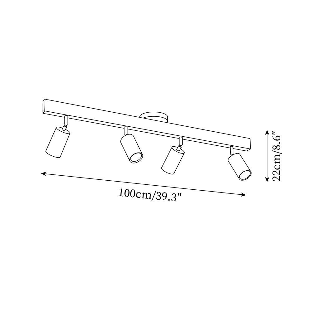 Adjustable LED Track Light 39 in Wood Finish Spotlight Bar Ceiling Mount for Kitchen Living Room Hallway Dining Room Modern Scandinavian Hom