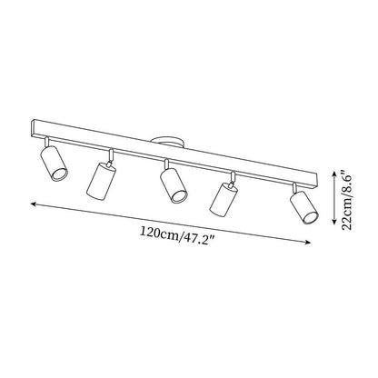 Adjustable LED Track Light 39 in Wood Finish Spotlight Bar Ceiling Mount for Kitchen Living Room Hallway Dining Room Modern Scandinavian Hom