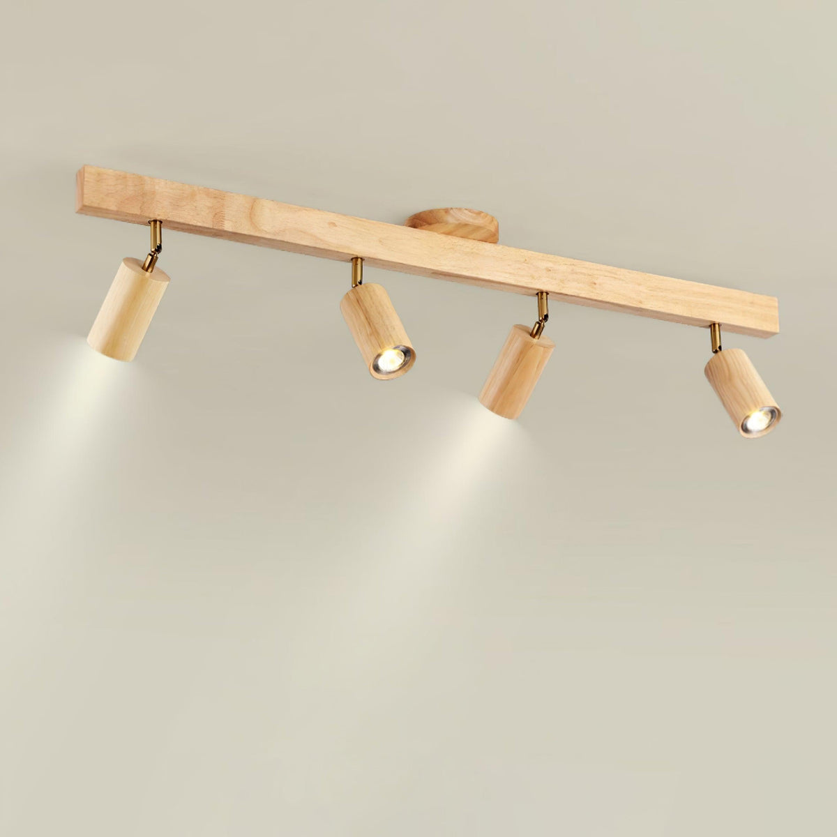 Track Lighting Fixture Wood Finish Adjustable Spotlights for Kitchen Living Room Hallway Bar Rail Ceiling Mount Directional Accent Lights