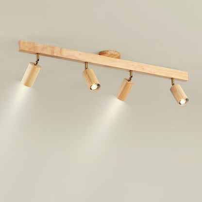 Track Lighting Fixture Wood Finish Adjustable Spotlights for Kitchen Living Room Hallway Bar Rail Ceiling Mount Directional Accent Lights
