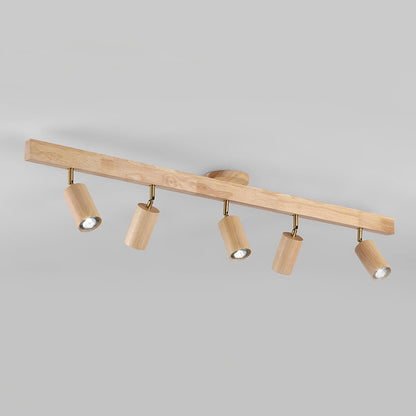 Adjustable LED Track Light 39 in Wood Finish Spotlight Bar Ceiling Mount for Kitchen Living Room Hallway Dining Room Modern Scandinavian Hom