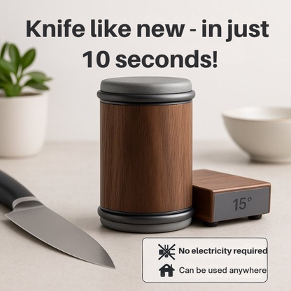Rolling Knife Sharpener for Kitchen Knives – Angle Guide Tool for Fast Razor-Sharp Edge Restoration – Non-Slip Base Compact Handheld Manual