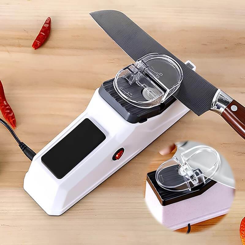 Electric Rechargeable Knife Sharpener for Kitchen Knives & Scissors | USB Cordless Sharpening Tool with Non-Slip Base