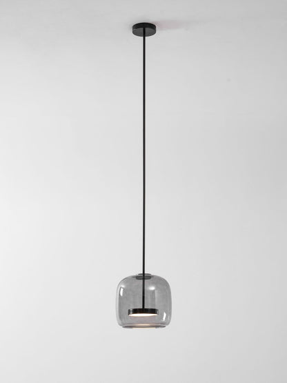 LED Drop Ceiling Lamp with Smoked Glass Shade for Dining Room & Island – Adjustable Cord, Integrated Bulb, Choice of Kelvin Tones