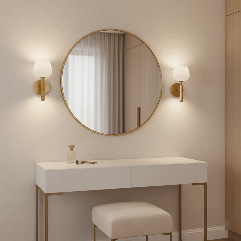 LED Wall Sconce with Alabaster Shade Brass Finish 12 in Indoor Accent Light for Bedroom Hallway Living Room Modern Floral Design E12 Base 15