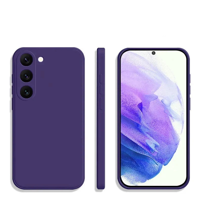 Silicone Phone Case with Microfiber Lining for Samsung Galaxy S22-S26 | Shock-Absorbing Protective Cover with Raised Edges