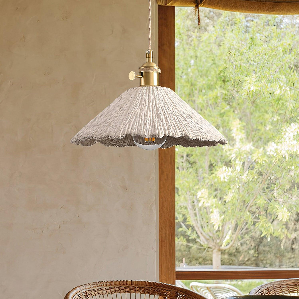 Industrial Concrete Hanging Light Fixture with Adjustable Cord for Kitchen Island Breakfast Bar Dining Area Counter Modern Gray Cement Suspe