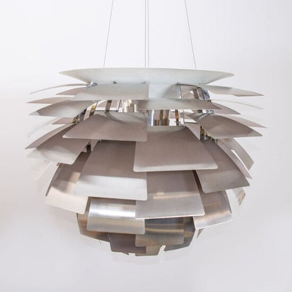 Sculptural Metal Shade Hanging Fixture 20 in Adjustable Height Overhead Lighting for Dining Room Kitchen Island Entryway Warm Glow Installat