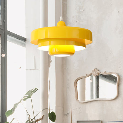 Round Metal Pendant Light 14-Inch Industrial Farmhouse Ceiling Fixture for Kitchen Island Dining Room Bedroom E26 Socket Green Orange