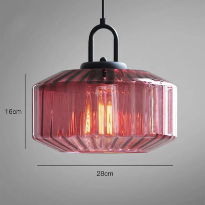 Artisan Glass Drop Light 11 in Green Striped Shade for Dining Tables Kitchen Islands Compact Overhead Fixture Ambient LED Glow