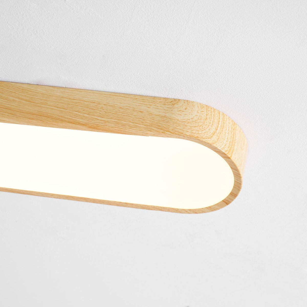 LED Flush Mount Fixture with Wood-Effect Trim 16-Inch White for Bedroom Kitchen Hallway Low Profile Integrated Ceiling Light