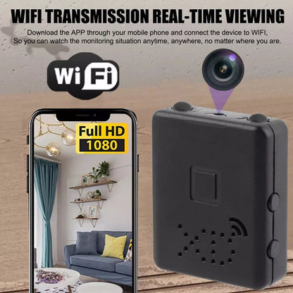 Compact WiFi Security Camera 1080p HD Motion Detection Night Vision Remote Monitor for Home Nursery Pet Surveillance Indoor Covert Recording