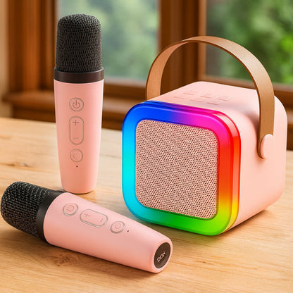 Mini Karaoke Machine | Bluetooth Speaker with Wireless Microphones | Fun Portable Entertainment for Kids