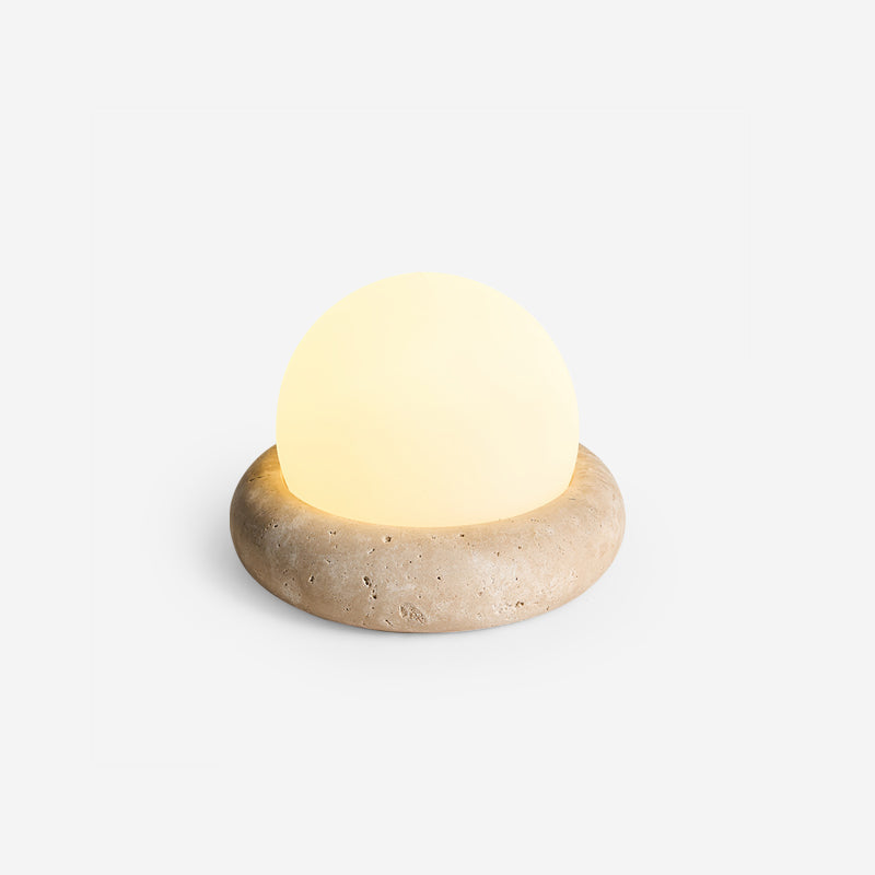 Rechargeable LED Accent Lamp Natural Stone Base Frosted Shade Wireless Remote Three Color Settings Bedroom Nightstand Desk Living Room Cordl