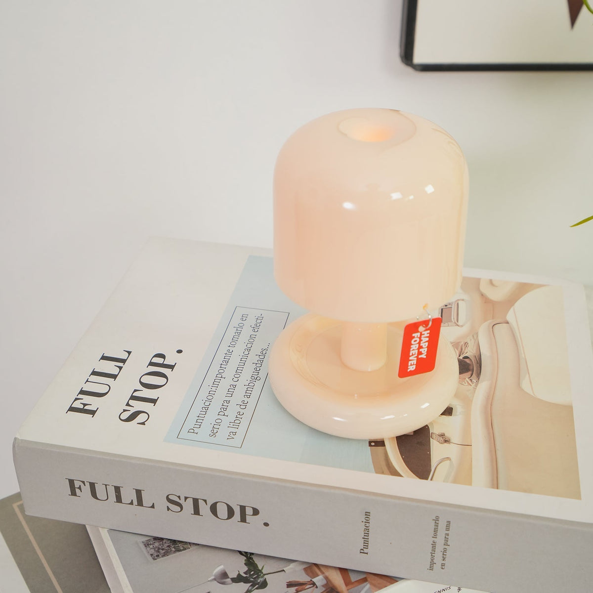 LED Nightstand Light 4 in Tall Acrylic Minimalist Desk Lamp Warm Glow USB Charging Port Bedside Reading Light Space-Saving Modern Decor