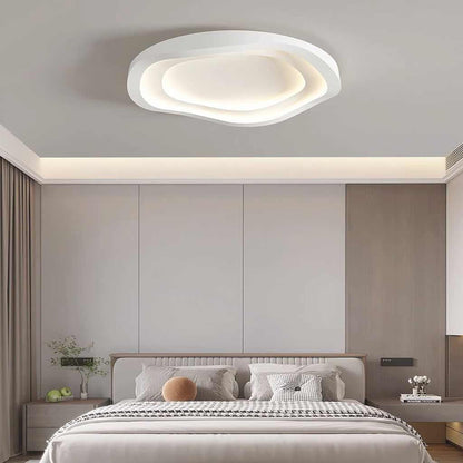 Low-Profile LED Ceiling Light 16-24 in Adjustable Dimmable White Iron Modern Overhead Fixture for Bedrooms Kitchens Home Office Hallways Ent