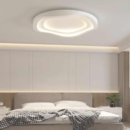 Low-Profile LED Ceiling Light 16-24 in Adjustable Dimmable White Iron Modern Overhead Fixture for Bedrooms Kitchens Home Office Hallways Ent