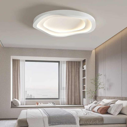 Low-Profile LED Ceiling Light 16-24 in Adjustable Dimmable White Iron Modern Overhead Fixture for Bedrooms Kitchens Home Office Hallways Ent