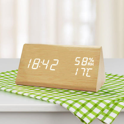 Minimalist Digital Wall Clock with Adjustable Brightness | Sleek Wooden Design for Modern Spaces