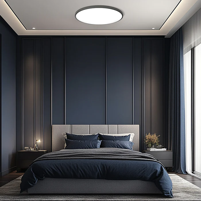 Round Flush Ceiling Light – Low Profile LED Fixture with Even Spread – Black White Gold Silver Finish – 9 to 18 Inch Sizes for Bedroom