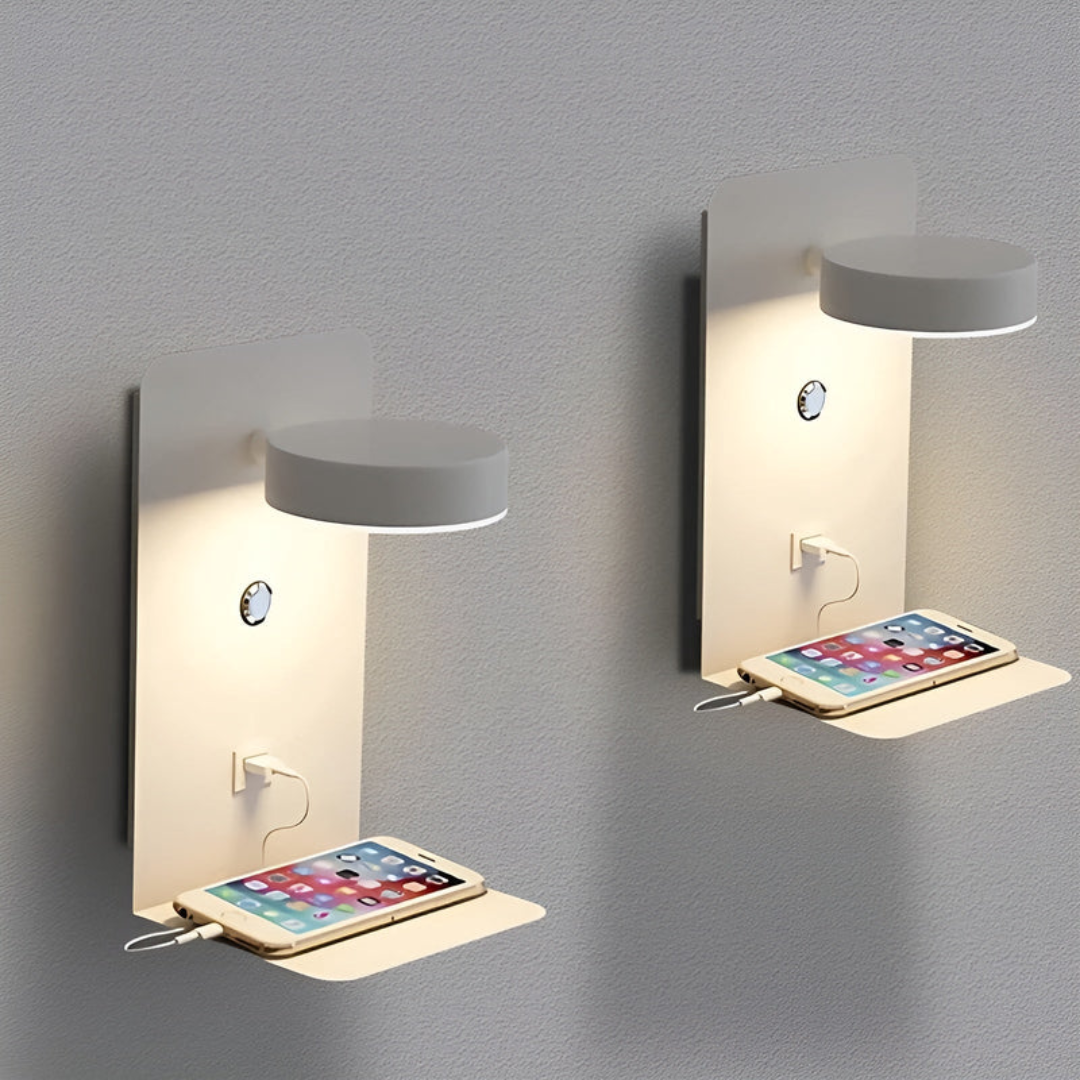 Minimalist LED Wall Lamp with USB Charging Port for Modern Interiors