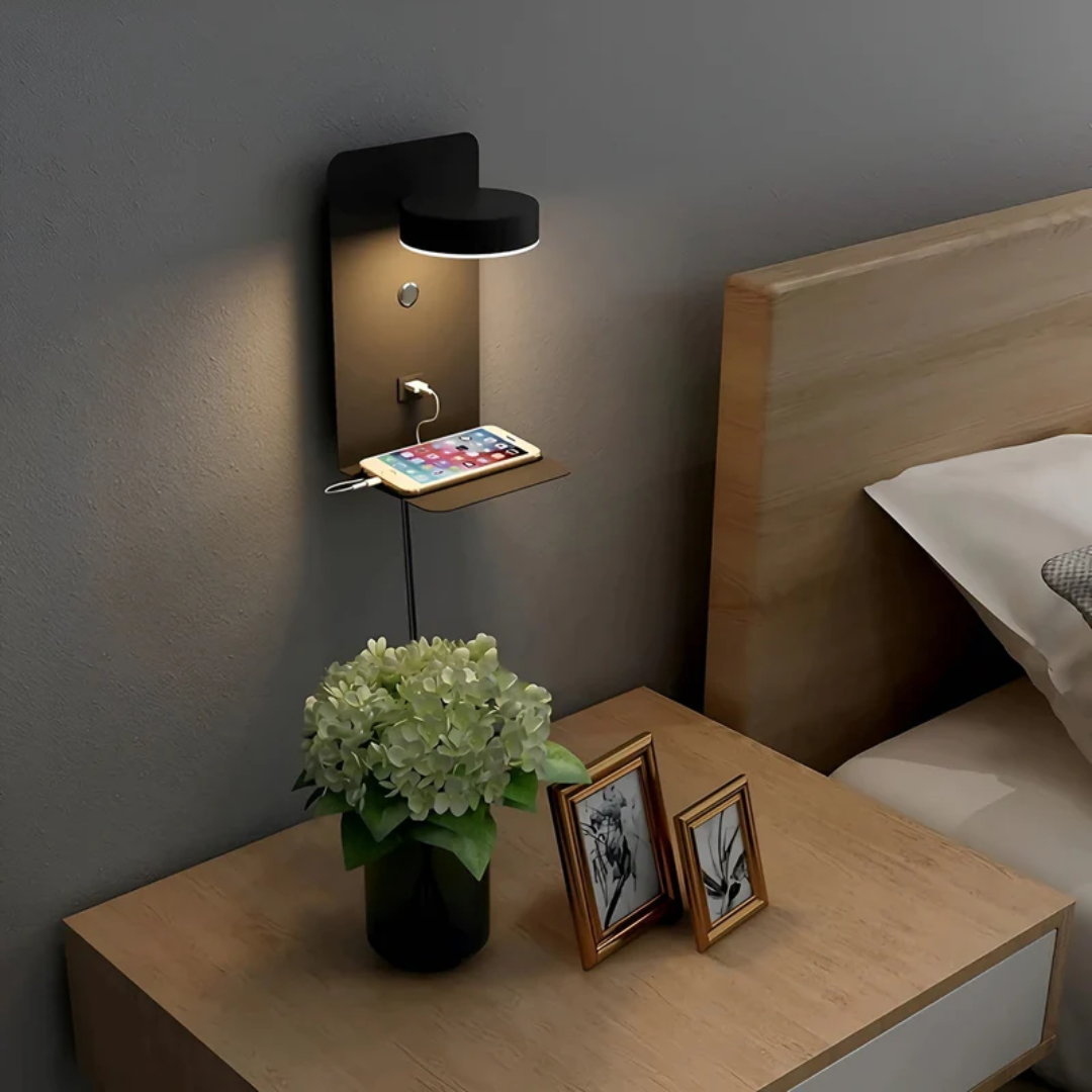 Minimalist LED Wall Lamp with USB Charging Port for Modern Interiors