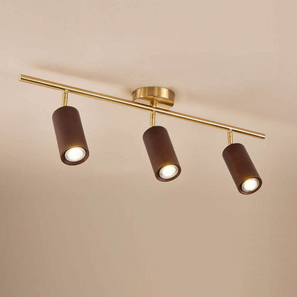 Minimalist Walnut Wood Spotlight | LED Semi-Recessed Ceiling Light for Modern Illumination