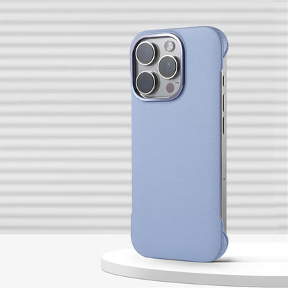Slim Leather iPhone Case with MagSafe Compatibility – Stitched Edges, Raised Lens Guard, Non-Slip Grip for iPhone 13, 14, 15, 16 Pro Max
