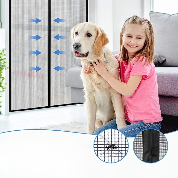 Mira Magnetic Door Curtain - Polyester Mesh, Easy Installation - 39.4 × 82.7 in