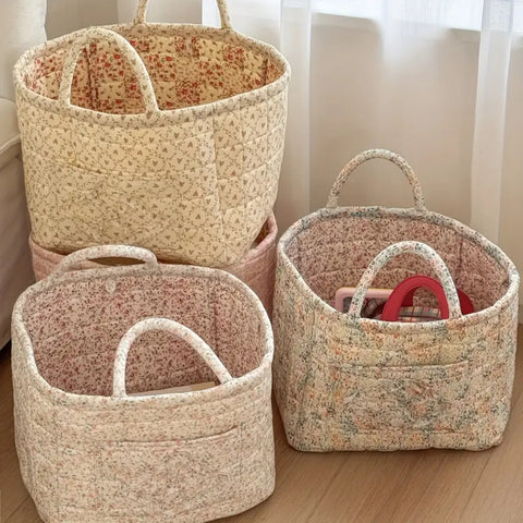 Cesta de almacenamiento Misty: microfibra acolchada, diseño floral