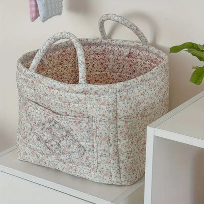 Cesta de almacenamiento Misty: microfibra acolchada, diseño floral