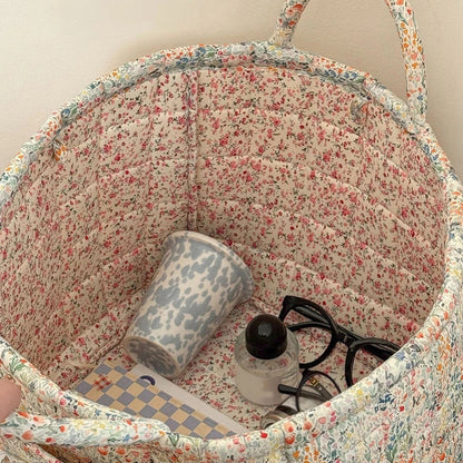 Cesta de almacenamiento Misty: microfibra acolchada, diseño floral