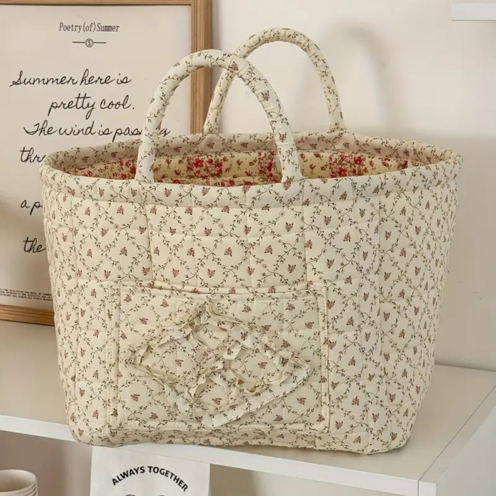 Cesta de almacenamiento Misty: microfibra acolchada, diseño floral