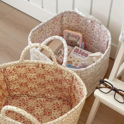 Cesta de almacenamiento Misty: microfibra acolchada, diseño floral