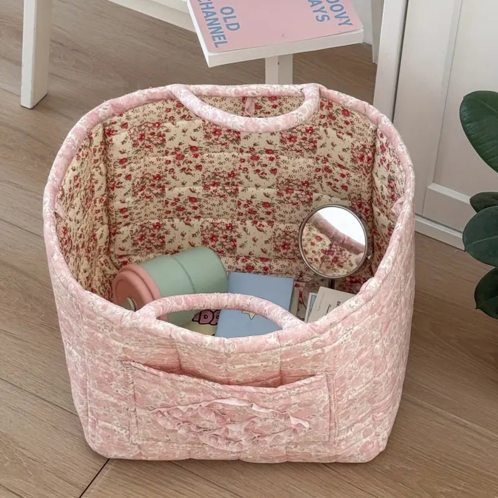 Cesta de almacenamiento Misty: microfibra acolchada, diseño floral