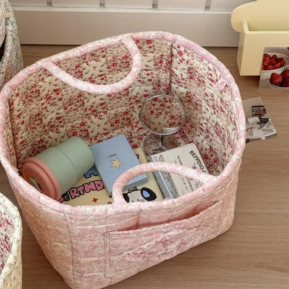 Cesta de almacenamiento Misty: microfibra acolchada, diseño floral