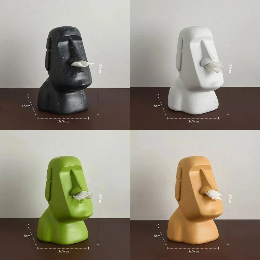 Moai Design Tissue Box – Stylish Resin Tissue Holder for Home Decor