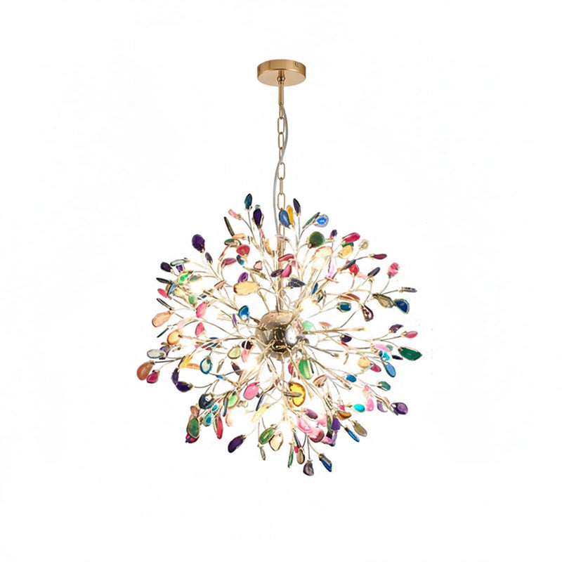 Agate Branch Chandelier 23-Inch Gold Finish Multi-Arm Adjustable G4 Fixture for Dining Room Living Room Statement Lighting Multicolor Natura