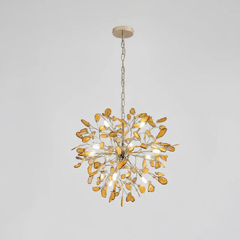 Agate Branch Chandelier 23-Inch Gold Finish Multi-Arm Adjustable G4 Fixture for Dining Room Living Room Statement Lighting Multicolor Natura