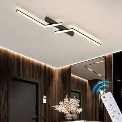 Dimmable LED Ceiling Light Flush Mount with Remote Control – Modern Aluminum Linear Panel