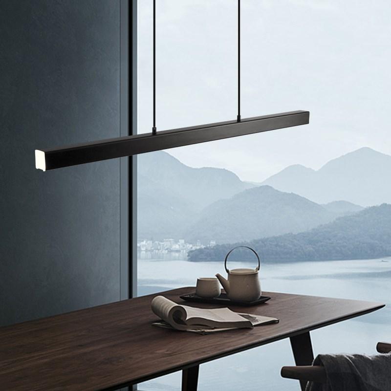 Linear LED Ceiling Light 59 in Metal Acrylic Fixture for Kitchen Island & Dining Room Adjustable Hanging Lamp Modern Black Brown