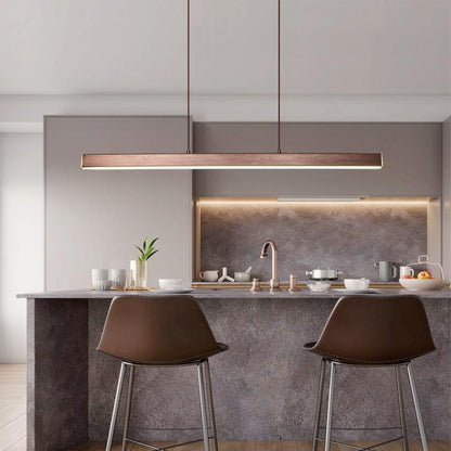 Linear LED Ceiling Light 59 in Metal Acrylic Fixture for Kitchen Island & Dining Room Adjustable Hanging Lamp Modern Black Brown