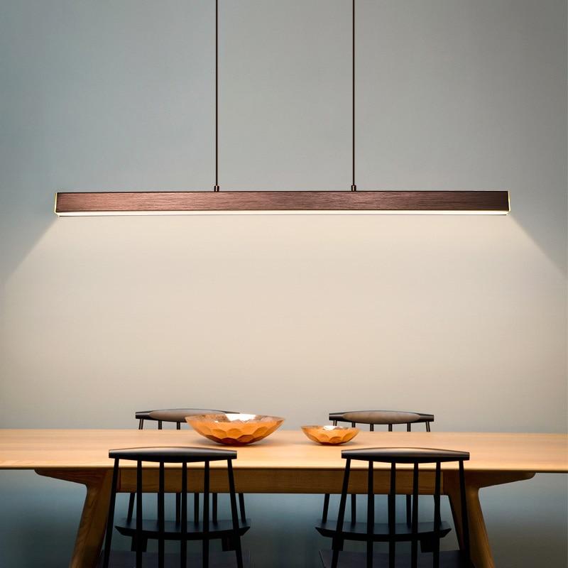 Linear LED Ceiling Light 59 in Metal Acrylic Fixture for Kitchen Island & Dining Room Adjustable Hanging Lamp Modern Black Brown